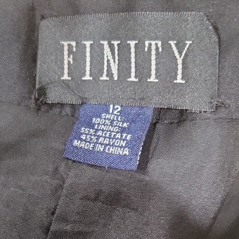 Finity 100% SilkWomen's Elegant Black Straight Leg Trousers Sequence Hem. - Picture 2 of 6